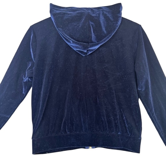 Fabletics Daria Navy Velour, Gold Zip Up, Hooded Jacket Women's XS - Picture 6 of 11